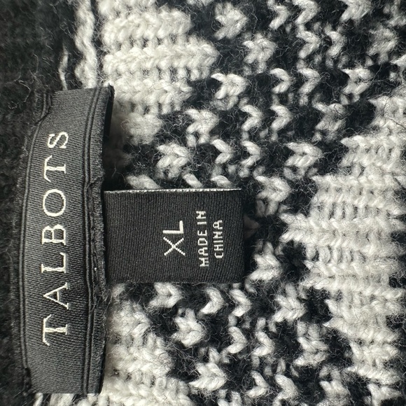 Talbots Black and White Nordic Pattern Sweater - Picture 3 of 6